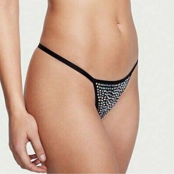 NWT Victoria’s Secret Black Rhinestone Very Sexy V-String - Picture 1 of 4